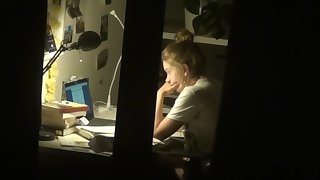 spy cute teen with hidden cam masturbation after homework